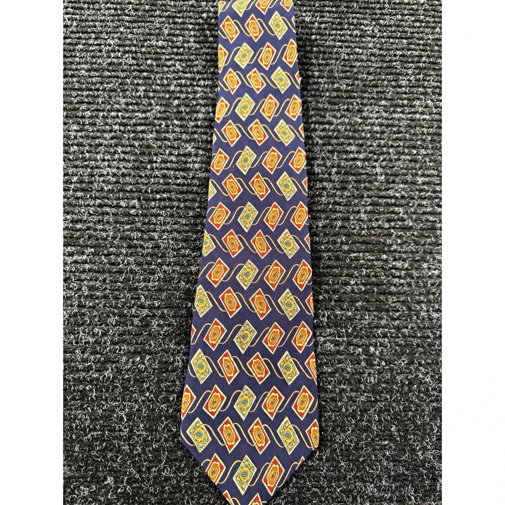Vintage CHAPS Ralph Lauren Tie Mens Navy Geometric Made USA 58